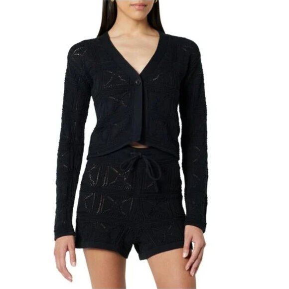 The Drop Women's Black 's Lee Crochet Cardigan - Picture 3 of 8